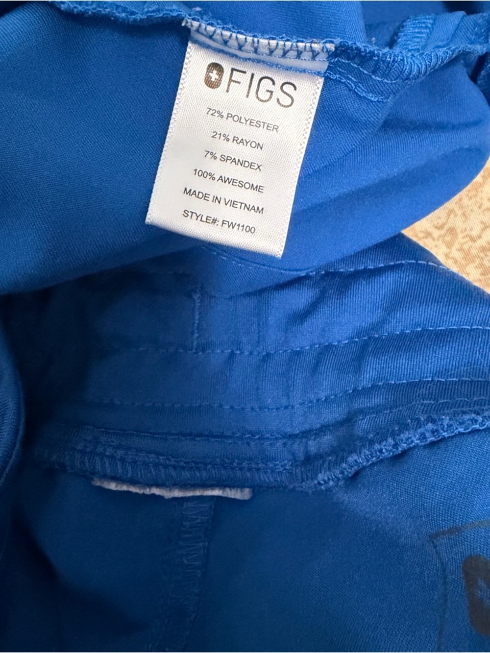 Women’s FIGS Scrub Top & Scrub Pants Royal Blue Set Large Tall - Picture 8 of 9